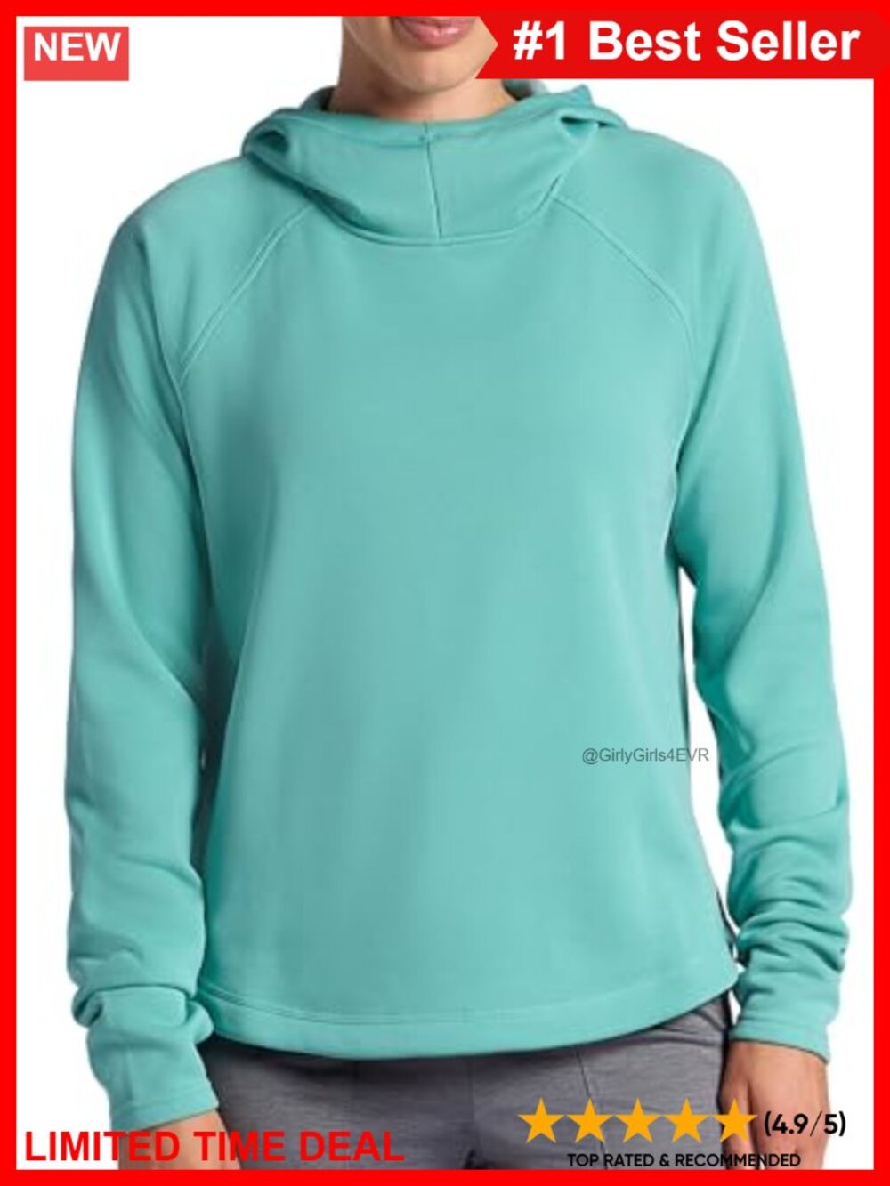 HEAD Women's Cowl Neck Hooded Sweatshirt Slim Fit Faux Fur Polyester Fleece